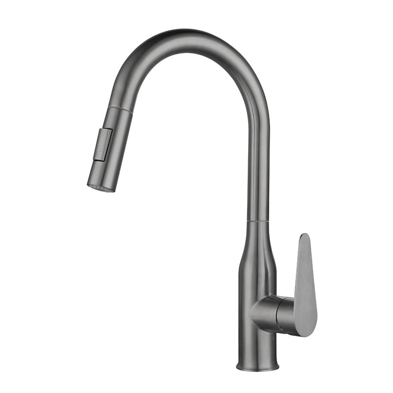 Kitchen Bar Faucet Swivel Spout 304 Stainless Steel with Pull Out Sprayer Grey Cold Water Dispensers No Sensor Clearhalo 'Home Improvement' 'home_improvement' 'home_improvement_kitchen_faucets' 'Kitchen Faucets' 'Kitchen Remodel & Kitchen Fixtures' 'Kitchen Sinks & Faucet Components' 'kitchen_faucets' 7120072