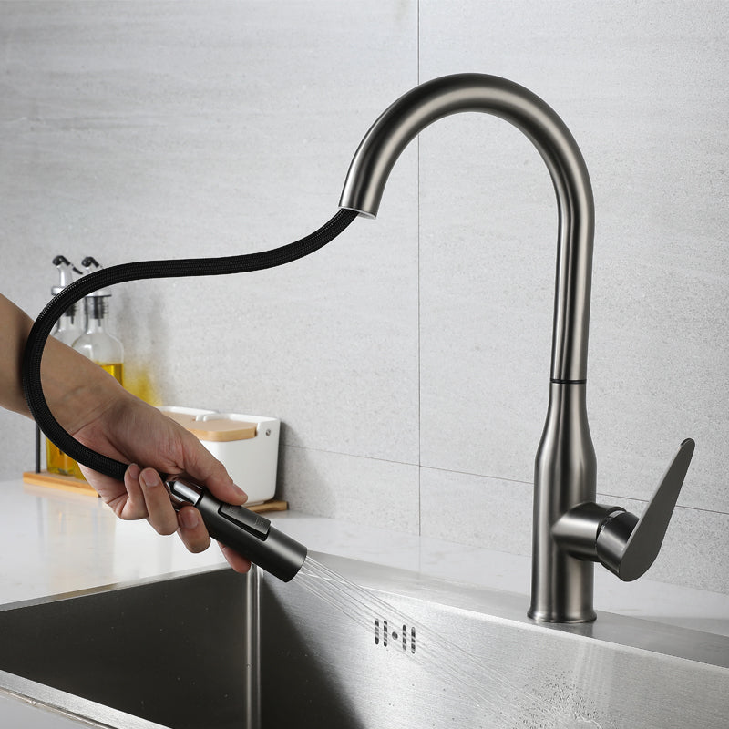 Kitchen Bar Faucet Swivel Spout 304 Stainless Steel with Pull Out Sprayer Clearhalo 'Home Improvement' 'home_improvement' 'home_improvement_kitchen_faucets' 'Kitchen Faucets' 'Kitchen Remodel & Kitchen Fixtures' 'Kitchen Sinks & Faucet Components' 'kitchen_faucets' 7120074
