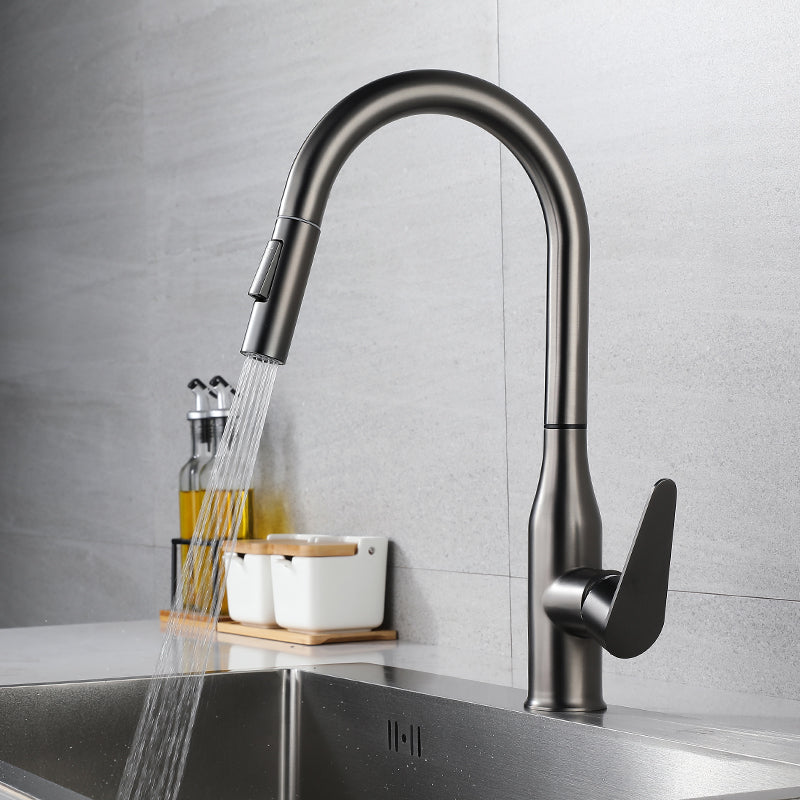Kitchen Bar Faucet Swivel Spout 304 Stainless Steel with Pull Out Sprayer Clearhalo 'Home Improvement' 'home_improvement' 'home_improvement_kitchen_faucets' 'Kitchen Faucets' 'Kitchen Remodel & Kitchen Fixtures' 'Kitchen Sinks & Faucet Components' 'kitchen_faucets' 7120076