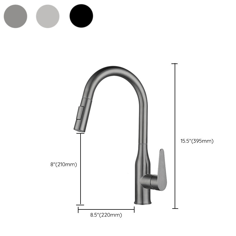 Kitchen Bar Faucet Swivel Spout 304 Stainless Steel with Pull Out Sprayer Clearhalo 'Home Improvement' 'home_improvement' 'home_improvement_kitchen_faucets' 'Kitchen Faucets' 'Kitchen Remodel & Kitchen Fixtures' 'Kitchen Sinks & Faucet Components' 'kitchen_faucets' 7120082