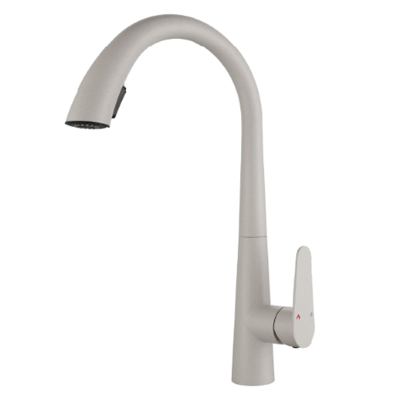 Gooseneck Swivel Spout Kitchen Sink Faucet Touchless Sensor with Pull Down Sprayer Beige No Sensor Clearhalo 'Home Improvement' 'home_improvement' 'home_improvement_kitchen_faucets' 'Kitchen Faucets' 'Kitchen Remodel & Kitchen Fixtures' 'Kitchen Sinks & Faucet Components' 'kitchen_faucets' 7120086