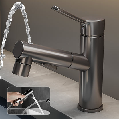 Contemporary Bathroom Vessel Faucet Single-Handle Swivel Spout Vessel Sink Faucet Grey 7" Round Clearhalo 'Bathroom Remodel & Bathroom Fixtures' 'Bathroom Sink Faucets' 'Bathroom Sinks & Faucet Components' 'bathroom_sink_faucets' 'Home Improvement' 'home_improvement' 'home_improvement_bathroom_sink_faucets' 7120239