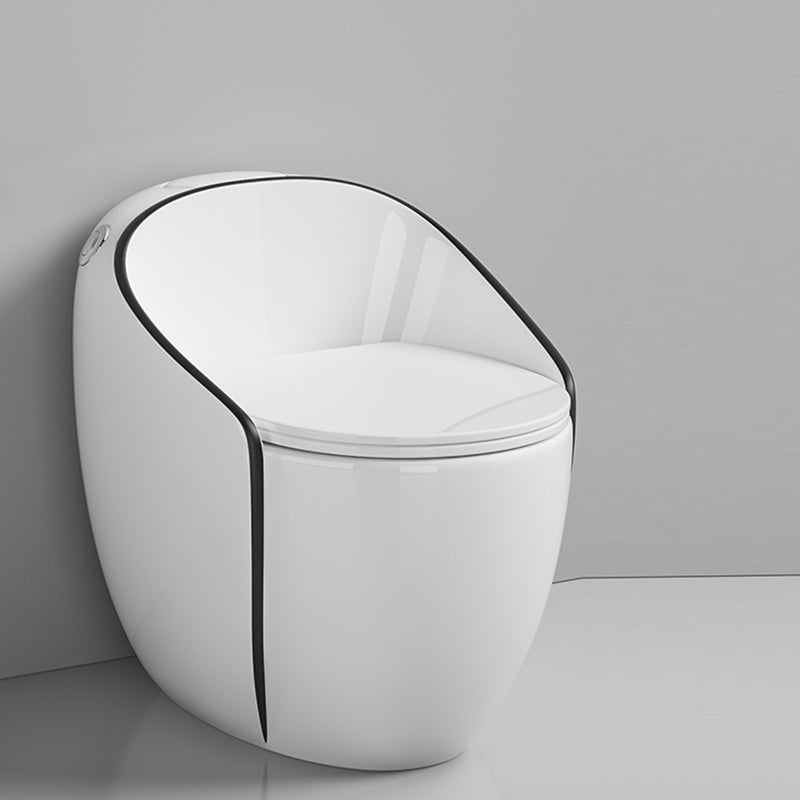 Contemporary Floor Mounted Flush Toilet Siphon Jet Toilet Bowl for Washroom Milky White-Black Clearhalo 'Bathroom Remodel & Bathroom Fixtures' 'Home Improvement' 'home_improvement' 'home_improvement_toilets' 'Toilets & Bidets' 'Toilets' 7120426