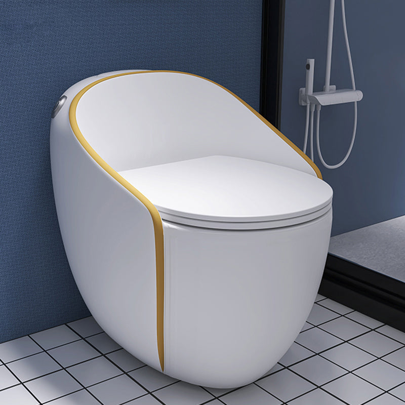 Modern Floor Mount Flush Toilet Spray Gun Included Toilet Bowl for Washroom White/ Gold Toilet with Sprayer Clearhalo 'Bathroom Remodel & Bathroom Fixtures' 'Home Improvement' 'home_improvement' 'home_improvement_toilets' 'Toilets & Bidets' 'Toilets' 7120445