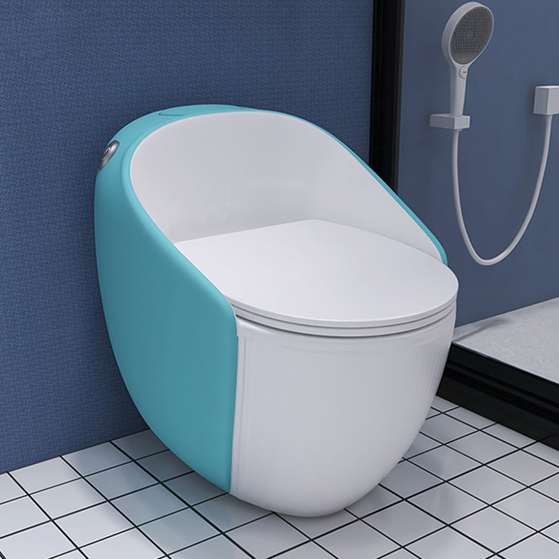 Modern Floor Mount Flush Toilet Spray Gun Included Toilet Bowl for Washroom Blue Toilet with Sprayer Clearhalo 'Bathroom Remodel & Bathroom Fixtures' 'Home Improvement' 'home_improvement' 'home_improvement_toilets' 'Toilets & Bidets' 'Toilets' 7120453