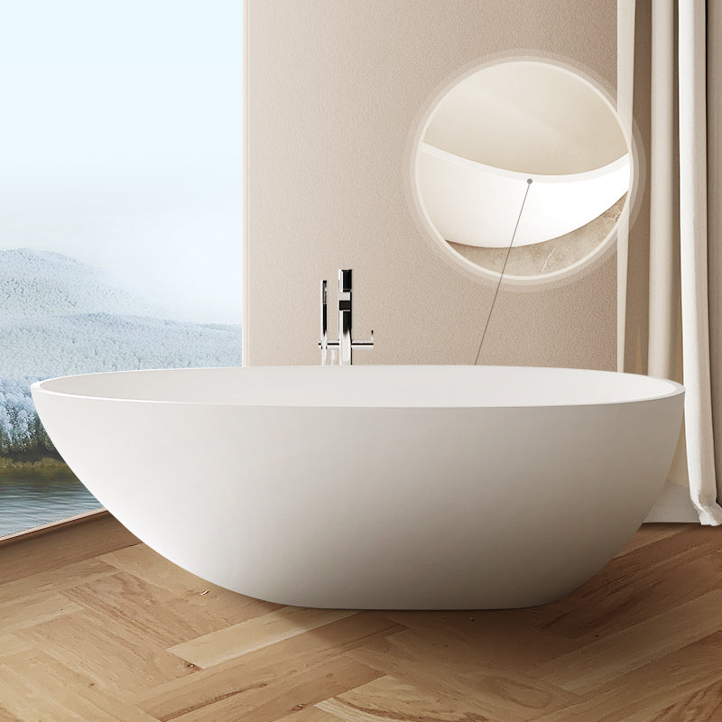 Oval Stand Alone Bath Soaking Acrylic White Modern Back to Wall Bathtub Clearhalo 'Bathroom Remodel & Bathroom Fixtures' 'Bathtubs' 'Home Improvement' 'home_improvement' 'home_improvement_bathtubs' 'Showers & Bathtubs' 7120500