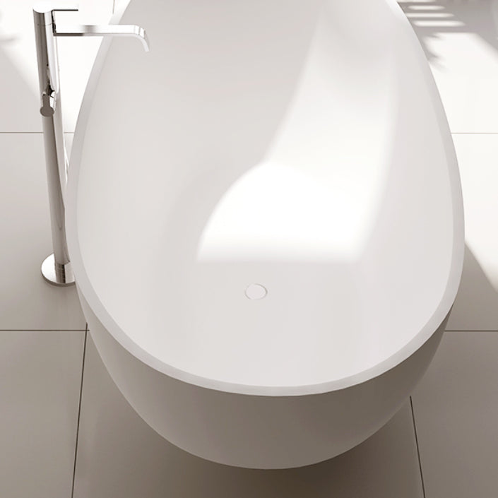 Oval Stand Alone Bath Soaking Acrylic White Modern Back to Wall Bathtub Clearhalo 'Bathroom Remodel & Bathroom Fixtures' 'Bathtubs' 'Home Improvement' 'home_improvement' 'home_improvement_bathtubs' 'Showers & Bathtubs' 7120506