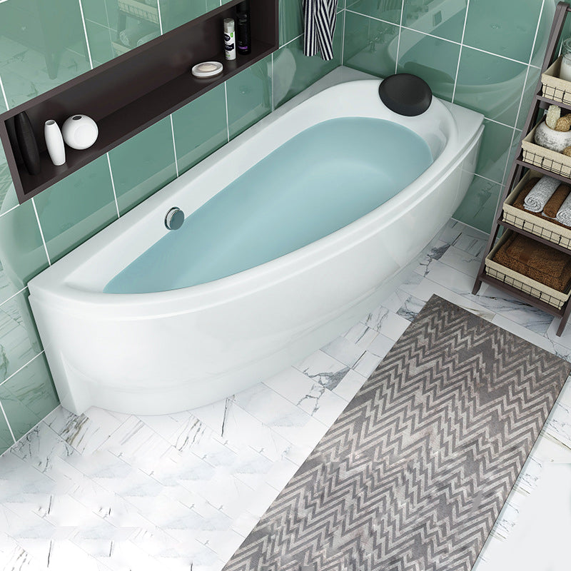 Back to Wall Corner Bathtub Acrylic White Modern Soaking Bath Left Tub Clearhalo 'Bathroom Remodel & Bathroom Fixtures' 'Bathtubs' 'Home Improvement' 'home_improvement' 'home_improvement_bathtubs' 'Showers & Bathtubs' 7121537