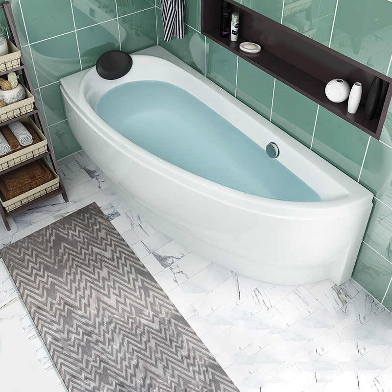 Back to Wall Corner Bathtub Acrylic White Modern Soaking Bath Right Tub Clearhalo 'Bathroom Remodel & Bathroom Fixtures' 'Bathtubs' 'Home Improvement' 'home_improvement' 'home_improvement_bathtubs' 'Showers & Bathtubs' 7121540