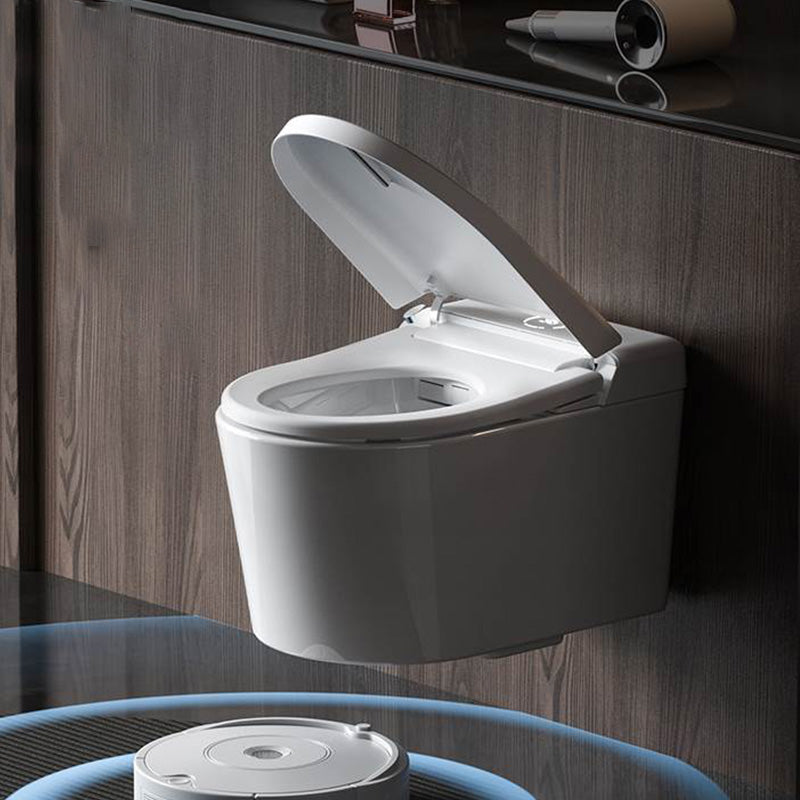 Contemporary Wall Hung Toilet Set in White Elongated Bowl Shape Clearhalo 'Bathroom Remodel & Bathroom Fixtures' 'Bidets' 'Home Improvement' 'home_improvement' 'home_improvement_bidets' 'Toilets & Bidets' 7123397