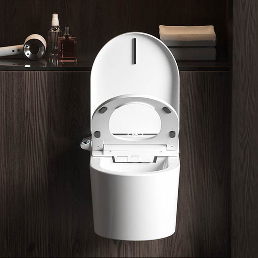 Contemporary Wall Hung Toilet Set in White Elongated Bowl Shape Clearhalo 'Bathroom Remodel & Bathroom Fixtures' 'Bidets' 'Home Improvement' 'home_improvement' 'home_improvement_bidets' 'Toilets & Bidets' 7123399