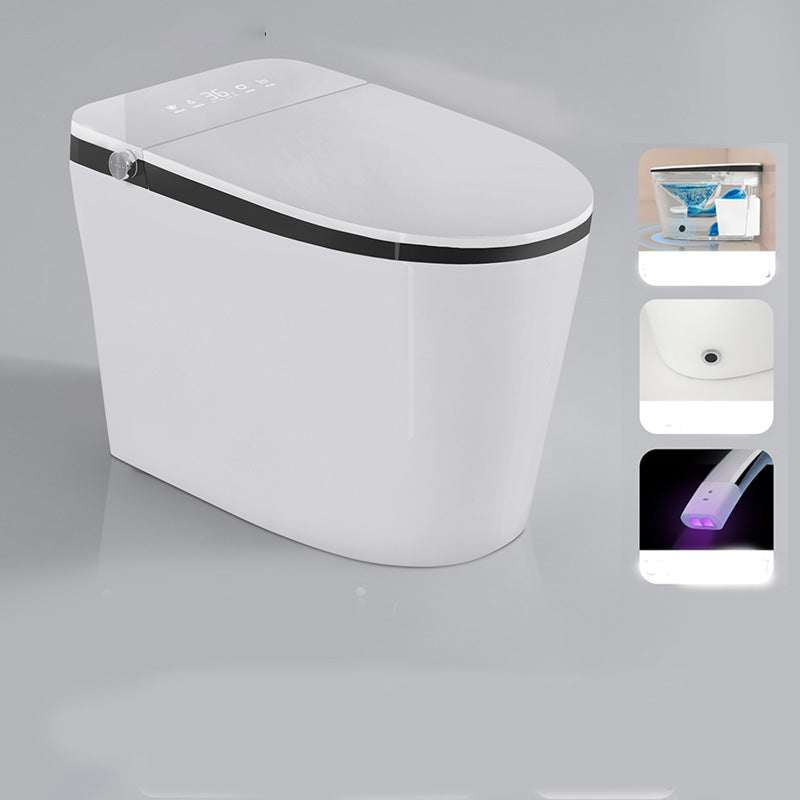Elongated White Floor Standing Bidet with Heated Seat and Remote Control Included Black White Manual Lid (Standard) Clearhalo 'Bathroom Remodel & Bathroom Fixtures' 'Bidets' 'Home Improvement' 'home_improvement' 'home_improvement_bidets' 'Toilets & Bidets' 7123464