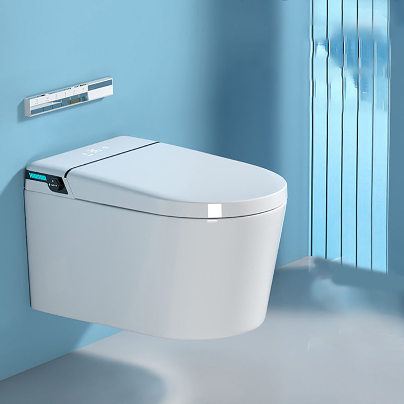 Elongated Wall Hung Toilet in White Ceramic Smart Toilet with Heated Seat Clearhalo 'Bathroom Remodel & Bathroom Fixtures' 'Bidets' 'Home Improvement' 'home_improvement' 'home_improvement_bidets' 'Toilets & Bidets' 7123503