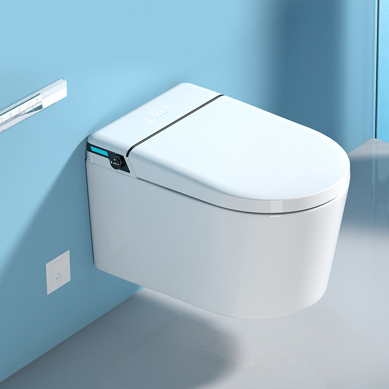 Elongated Wall Hung Toilet in White Ceramic Smart Toilet with Heated Seat Clearhalo 'Bathroom Remodel & Bathroom Fixtures' 'Bidets' 'Home Improvement' 'home_improvement' 'home_improvement_bidets' 'Toilets & Bidets' 7123504