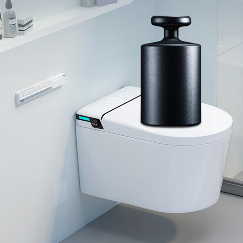 Elongated Wall Hung Toilet in White Ceramic Smart Toilet with Heated Seat Clearhalo 'Bathroom Remodel & Bathroom Fixtures' 'Bidets' 'Home Improvement' 'home_improvement' 'home_improvement_bidets' 'Toilets & Bidets' 7123505