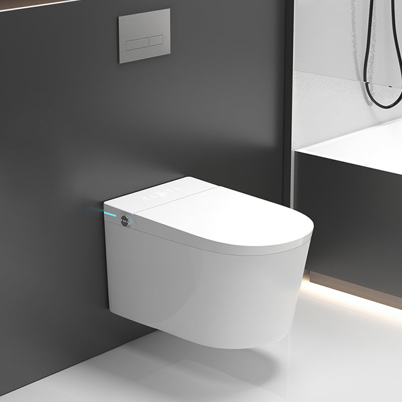 White Wall Hung Toilet Set with Warm Air Dryer and without Water Pressure Control Bidet with High Water Tank Auto Flip (Upgrading) Clearhalo 'Bathroom Remodel & Bathroom Fixtures' 'Bidets' 'Home Improvement' 'home_improvement' 'home_improvement_bidets' 'Toilets & Bidets' 7123525