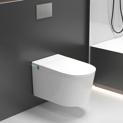 White Wall Hung Toilet Set with Warm Air Dryer and without Water Pressure Control Bidet with High Water Tank Auto Flip (Upgrading) Clearhalo 'Bathroom Remodel & Bathroom Fixtures' 'Bidets' 'Home Improvement' 'home_improvement' 'home_improvement_bidets' 'Toilets & Bidets' 7123525