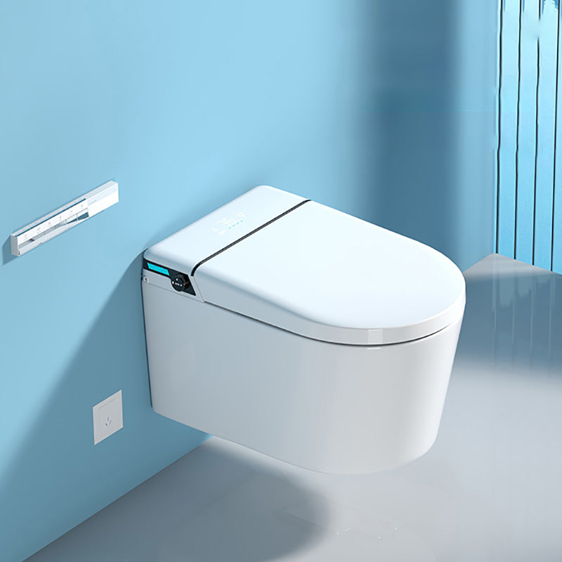 Elongated Wall Hung Toilet Set Foot Sensor Ceramic Wall Mounted Bidet in White Bidet with High Water Tank Automatic Lid & Splash Proof Clearhalo 'Bathroom Remodel & Bathroom Fixtures' 'Bidets' 'Home Improvement' 'home_improvement' 'home_improvement_bidets' 'Toilets & Bidets' 7123535