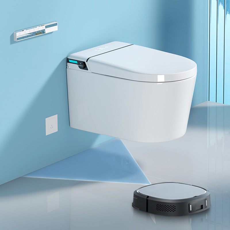 Elongated Wall Hung Toilet Set Foot Sensor Ceramic Wall Mounted Bidet in White Clearhalo 'Bathroom Remodel & Bathroom Fixtures' 'Bidets' 'Home Improvement' 'home_improvement' 'home_improvement_bidets' 'Toilets & Bidets' 7123536