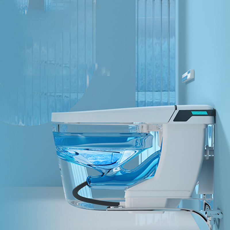 Elongated Wall Hung Toilet Set Foot Sensor Ceramic Wall Mounted Bidet in White Clearhalo 'Bathroom Remodel & Bathroom Fixtures' 'Bidets' 'Home Improvement' 'home_improvement' 'home_improvement_bidets' 'Toilets & Bidets' 7123537