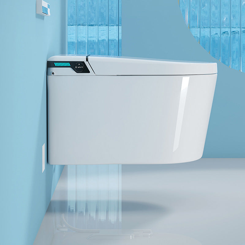 Elongated Wall Hung Toilet Set Foot Sensor Ceramic Wall Mounted Bidet in White Clearhalo 'Bathroom Remodel & Bathroom Fixtures' 'Bidets' 'Home Improvement' 'home_improvement' 'home_improvement_bidets' 'Toilets & Bidets' 7123538