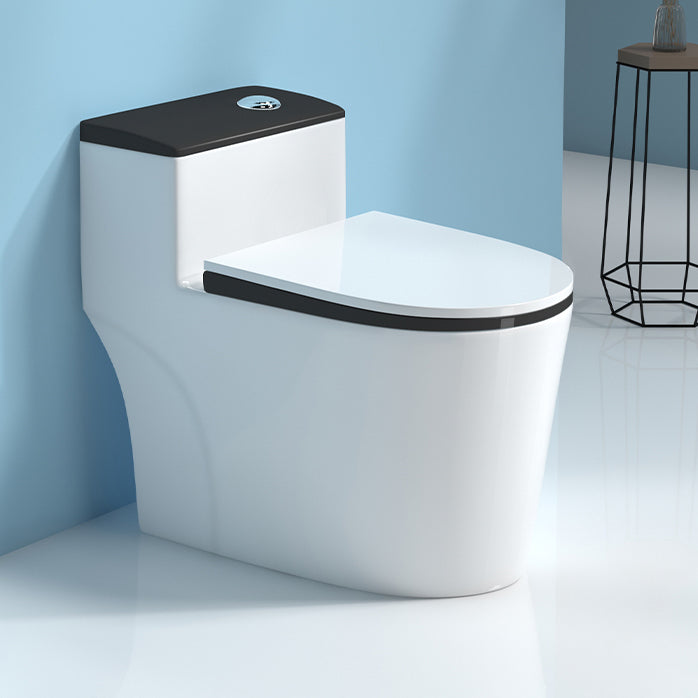 Traditional Toilet Bowl One Piece Toilet Floor Mounted Siphon Jet Urine Toilet 15"L x 28"W x 24"H Milky White-Black Clearhalo 'Bathroom Remodel & Bathroom Fixtures' 'Home Improvement' 'home_improvement' 'home_improvement_toilets' 'Toilets & Bidets' 'Toilets' 7123592
