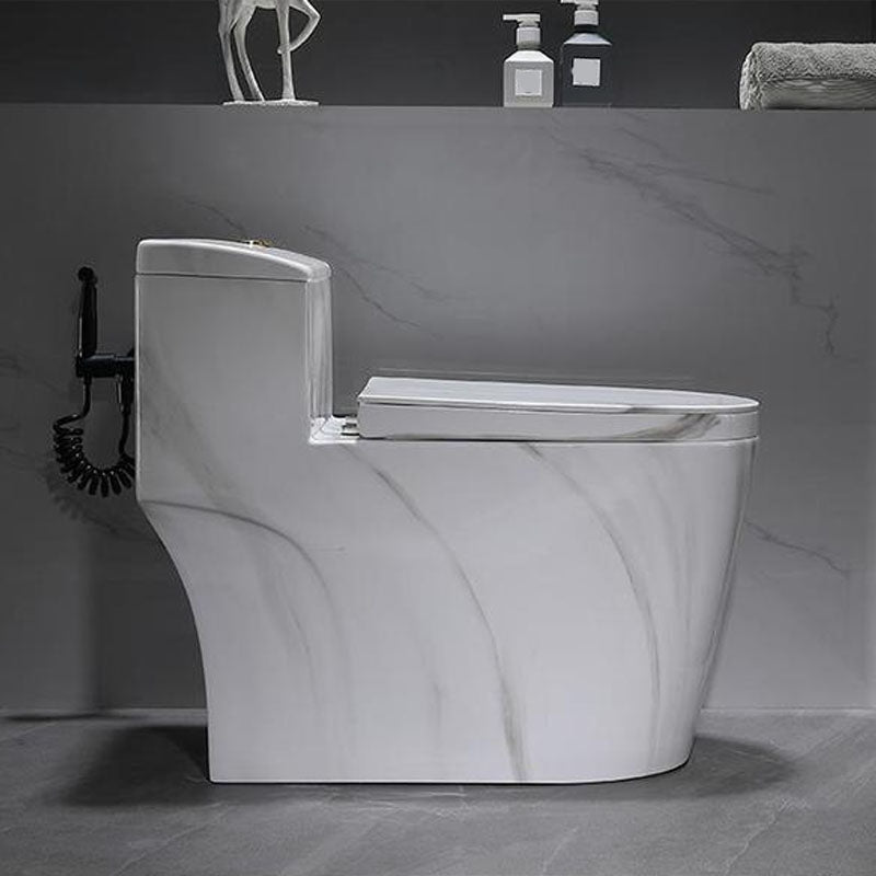 Traditional Ceramic Toilet Bowl Siphon Jet Urine Toilet for Bathroom White Marble Toilet with Sprayer 16" Clearhalo 'Bathroom Remodel & Bathroom Fixtures' 'Home Improvement' 'home_improvement' 'home_improvement_toilets' 'Toilets & Bidets' 'Toilets' 7123615