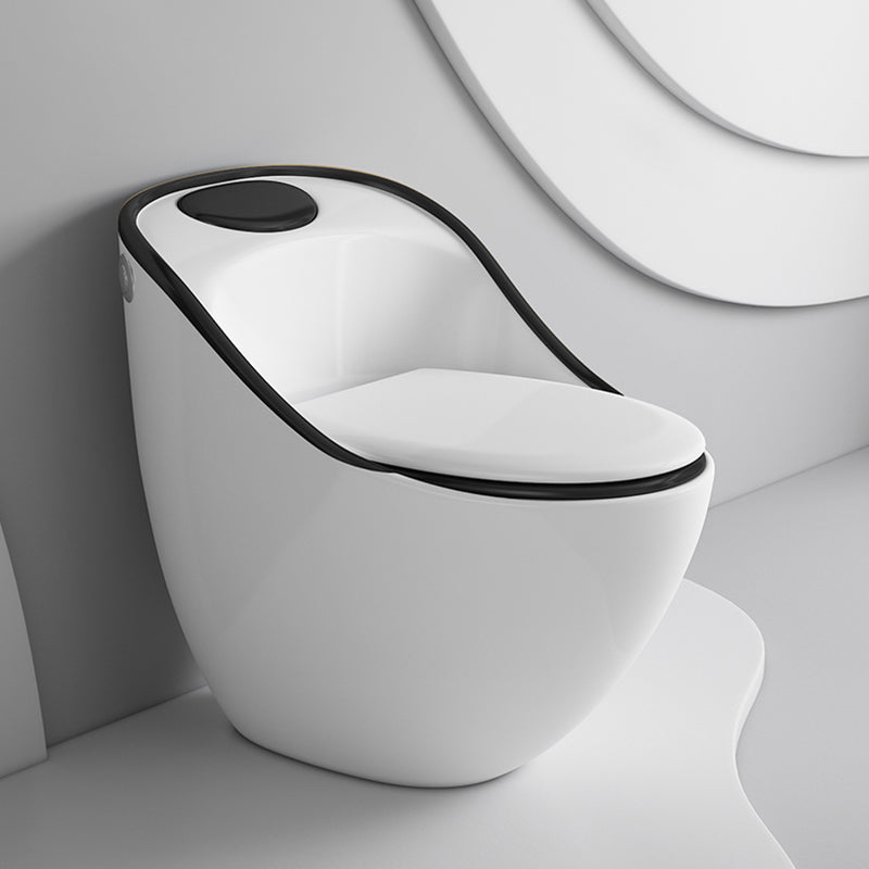 Modern Toilet Bowl All In One Floor Mounted Porcelain Flush Toilet 18"L x 27"W x 26"H White/ Black Clearhalo 'Bathroom Remodel & Bathroom Fixtures' 'Home Improvement' 'home_improvement' 'home_improvement_toilets' 'Toilets & Bidets' 'Toilets' 7123664