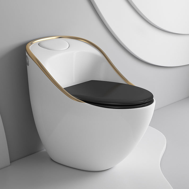 Modern Toilet Bowl All In One Floor Mounted Porcelain Flush Toilet 18"L x 27"W x 26"H Black Gold Clearhalo 'Bathroom Remodel & Bathroom Fixtures' 'Home Improvement' 'home_improvement' 'home_improvement_toilets' 'Toilets & Bidets' 'Toilets' 7123667