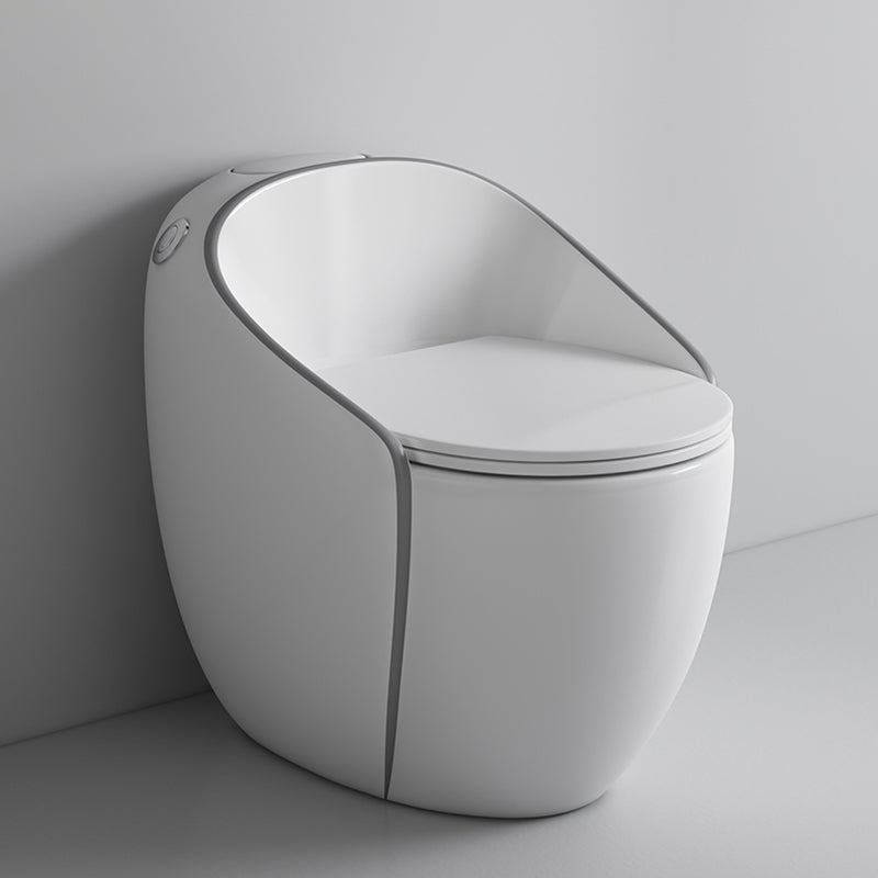 Modern Toilet Bowl All In One Floor Mounted Porcelain Flush Toilet 19"L x 25"W x 24"H White Gray Clearhalo 'Bathroom Remodel & Bathroom Fixtures' 'Home Improvement' 'home_improvement' 'home_improvement_toilets' 'Toilets & Bidets' 'Toilets' 7123673