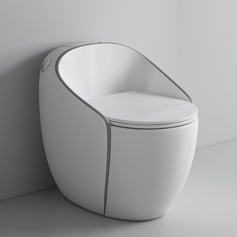 Modern Toilet Bowl All In One Floor Mounted Porcelain Flush Toilet 19"L x 25"W x 24"H White/ Gray Clearhalo 'Bathroom Remodel & Bathroom Fixtures' 'Home Improvement' 'home_improvement' 'home_improvement_toilets' 'Toilets & Bidets' 'Toilets' 7123673
