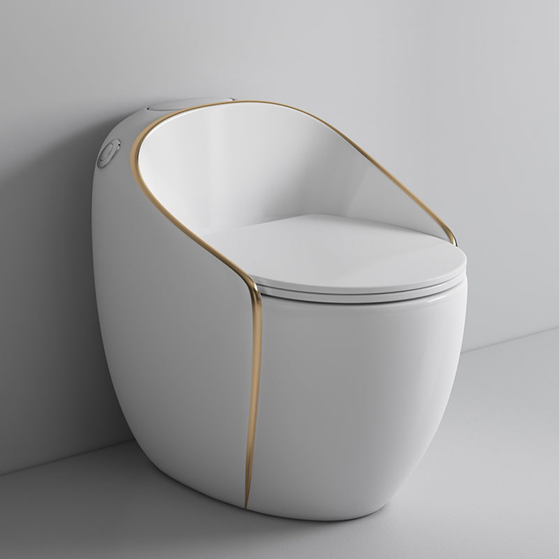 Modern Toilet Bowl All In One Floor Mounted Porcelain Flush Toilet 19"L x 25"W x 24"H White Gold Clearhalo 'Bathroom Remodel & Bathroom Fixtures' 'Home Improvement' 'home_improvement' 'home_improvement_toilets' 'Toilets & Bidets' 'Toilets' 7123674