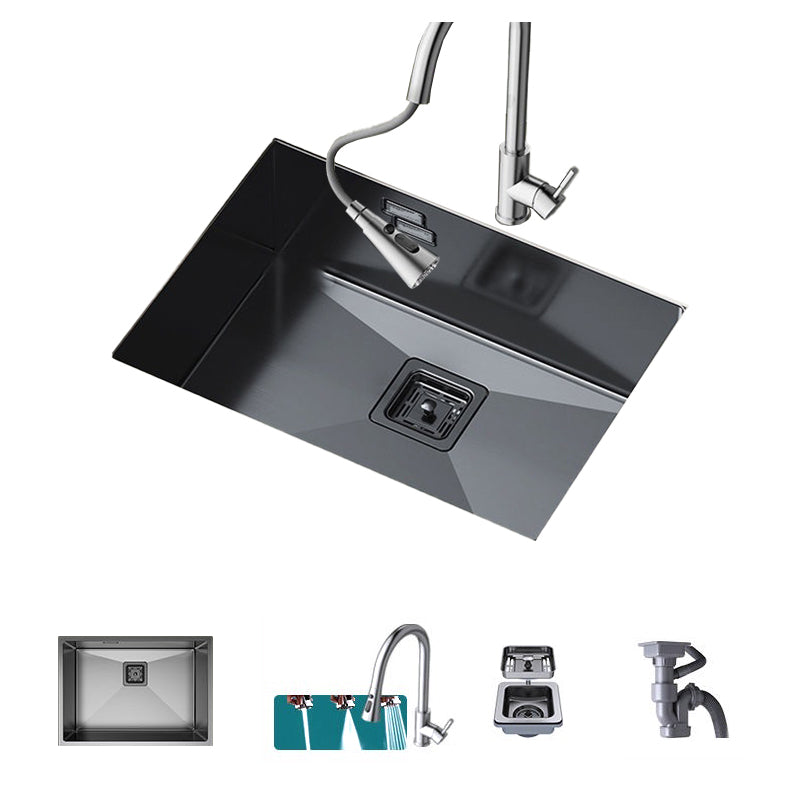 Noise-cancelling Design Kitchen Sink Stainless Steel Undermount Rectangle Kitchen Sink Sink with Faucet Stainless Steel Clearhalo 'Home Improvement' 'home_improvement' 'home_improvement_kitchen_sinks' 'Kitchen Remodel & Kitchen Fixtures' 'Kitchen Sinks & Faucet Components' 'Kitchen Sinks' 'kitchen_sinks' 7126086