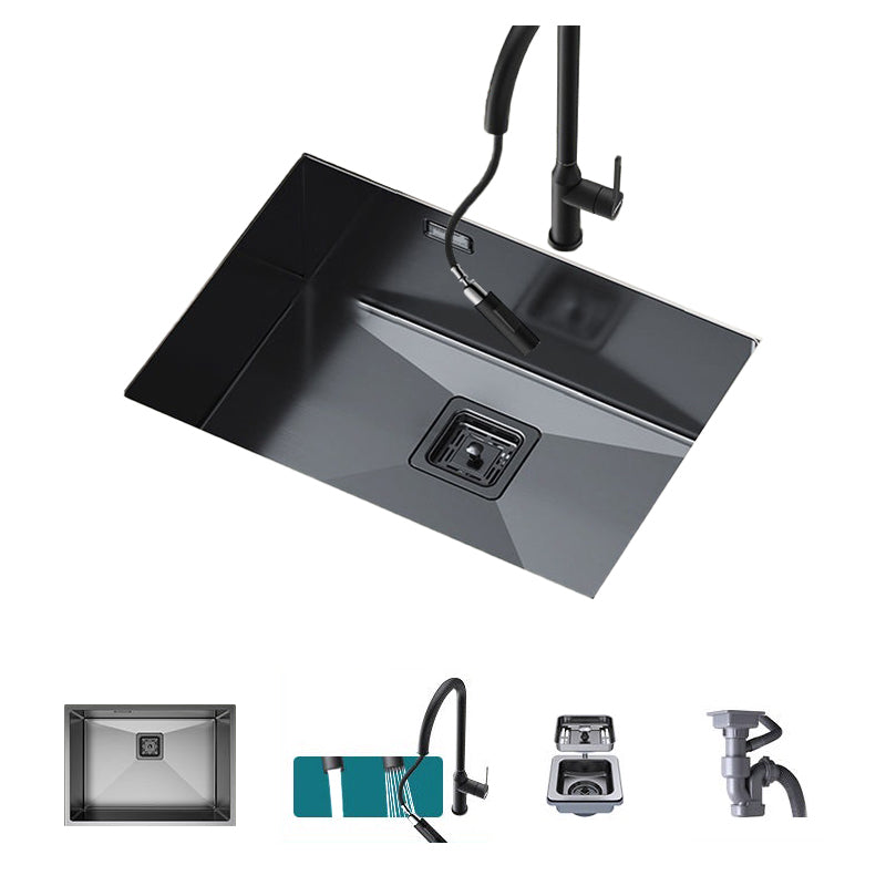 Noise-cancelling Design Kitchen Sink Stainless Steel Undermount Rectangle Kitchen Sink Sink with Faucet Black Clearhalo 'Home Improvement' 'home_improvement' 'home_improvement_kitchen_sinks' 'Kitchen Remodel & Kitchen Fixtures' 'Kitchen Sinks & Faucet Components' 'Kitchen Sinks' 'kitchen_sinks' 7126088