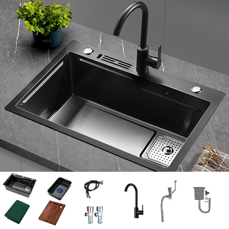 Noise-cancelling Design Kitchen Sink Stainless Steel Drop-In Kitchen Sink Sink with Faucet Round Faucet Clearhalo 'Home Improvement' 'home_improvement' 'home_improvement_kitchen_sinks' 'Kitchen Remodel & Kitchen Fixtures' 'Kitchen Sinks & Faucet Components' 'Kitchen Sinks' 'kitchen_sinks' 7126115