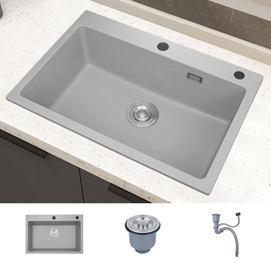 Modern Style Kitchen Sink Overflow Hole Design Drop-In Quartz Kitchen Sink Sink Only None