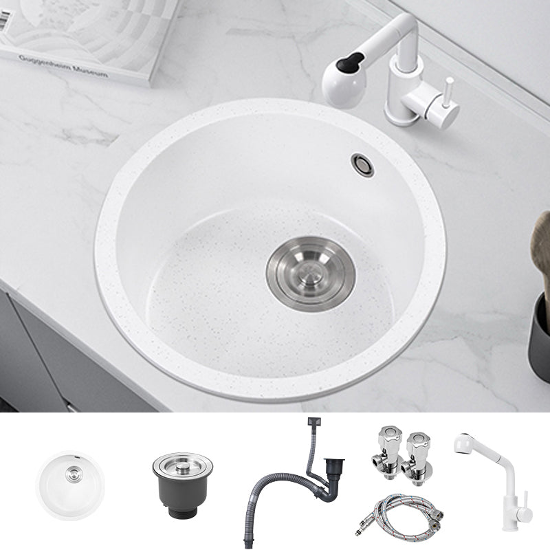 Contemporary Style Kitchen Sink Overflow Hole Design Drop-In Quartz Kitchen Sink Sink with Faucet Straight Pull-Out Faucet Clearhalo 'Home Improvement' 'home_improvement' 'home_improvement_kitchen_sinks' 'Kitchen Remodel & Kitchen Fixtures' 'Kitchen Sinks & Faucet Components' 'Kitchen Sinks' 'kitchen_sinks' 7126290