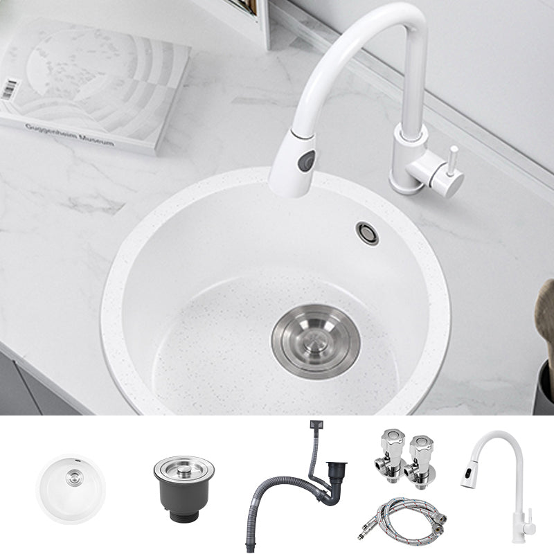 Contemporary Style Kitchen Sink Overflow Hole Design Drop-In Quartz Kitchen Sink Sink with Faucet Pull Out Faucet Clearhalo 'Home Improvement' 'home_improvement' 'home_improvement_kitchen_sinks' 'Kitchen Remodel & Kitchen Fixtures' 'Kitchen Sinks & Faucet Components' 'Kitchen Sinks' 'kitchen_sinks' 7126292