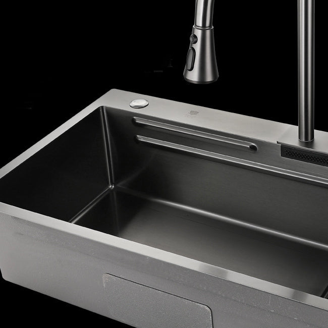 Contemporary Kitchen Sink Stainless Steel Rectangular Shape Kitchen Sink Clearhalo 'Home Improvement' 'home_improvement' 'home_improvement_kitchen_sinks' 'Kitchen Remodel & Kitchen Fixtures' 'Kitchen Sinks & Faucet Components' 'Kitchen Sinks' 'kitchen_sinks' 7126404