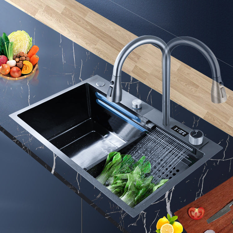 Stainless Steel Kitchen Sink Rectangular Shape Kitchen Sink with Drain Strainer Kit Clearhalo 'Home Improvement' 'home_improvement' 'home_improvement_kitchen_sinks' 'Kitchen Remodel & Kitchen Fixtures' 'Kitchen Sinks & Faucet Components' 'Kitchen Sinks' 'kitchen_sinks' 7126413