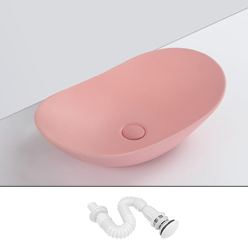 Contemporary Vessel Bathroom Sink Porcelain Vessel Lavatory Sink Pink Unavailiable Clearhalo 'Bathroom Remodel & Bathroom Fixtures' 'Bathroom Sinks & Faucet Components' 'Bathroom Sinks' 'bathroom_sink' 'Home Improvement' 'home_improvement' 'home_improvement_bathroom_sink' 7126429