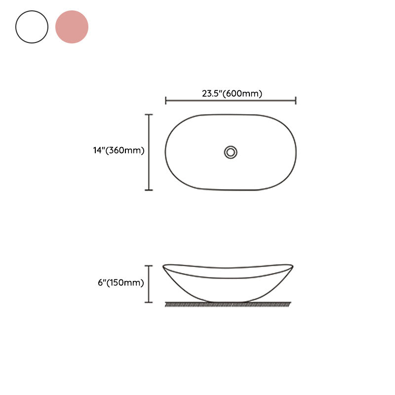 Contemporary Vessel Bathroom Sink Porcelain Vessel Lavatory Sink Clearhalo 'Bathroom Remodel & Bathroom Fixtures' 'Bathroom Sinks & Faucet Components' 'Bathroom Sinks' 'bathroom_sink' 'Home Improvement' 'home_improvement' 'home_improvement_bathroom_sink' 7126436