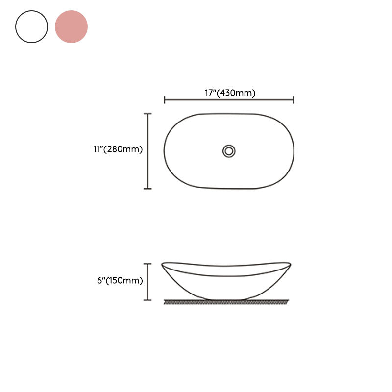 Contemporary Vessel Bathroom Sink Porcelain Vessel Lavatory Sink Clearhalo 'Bathroom Remodel & Bathroom Fixtures' 'Bathroom Sinks & Faucet Components' 'Bathroom Sinks' 'bathroom_sink' 'Home Improvement' 'home_improvement' 'home_improvement_bathroom_sink' 7126438