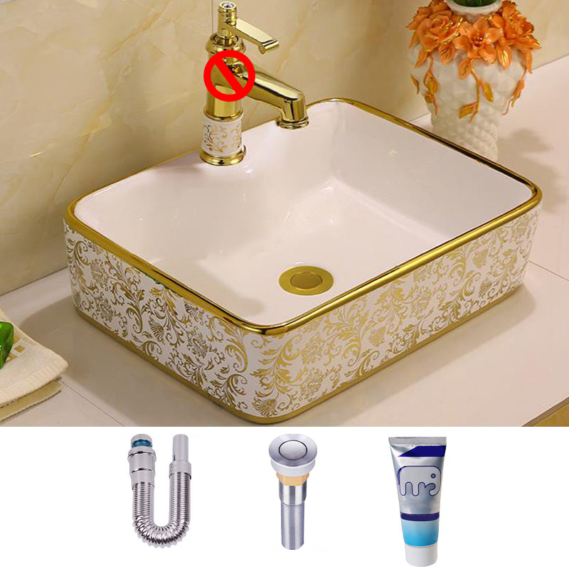 Glam Vessel Lavatory Sink Oval Porcelain with Faucet Vessel Sink 16"L x 12"W x 5"H Sink Clearhalo 'Bathroom Remodel & Bathroom Fixtures' 'Bathroom Sinks & Faucet Components' 'Bathroom Sinks' 'bathroom_sink' 'Home Improvement' 'home_improvement' 'home_improvement_bathroom_sink' 7126459