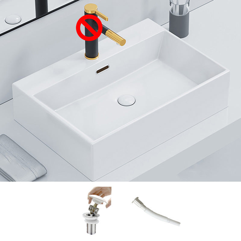 Ceramic Vessel Bath Sink Overflow Rectangular Swivel Faucet Bathroom Sink 24"L x 17"W x 5"H White Sink Clearhalo 'Bathroom Remodel & Bathroom Fixtures' 'Bathroom Sinks & Faucet Components' 'Bathroom Sinks' 'bathroom_sink' 'Home Improvement' 'home_improvement' 'home_improvement_bathroom_sink' 7126484