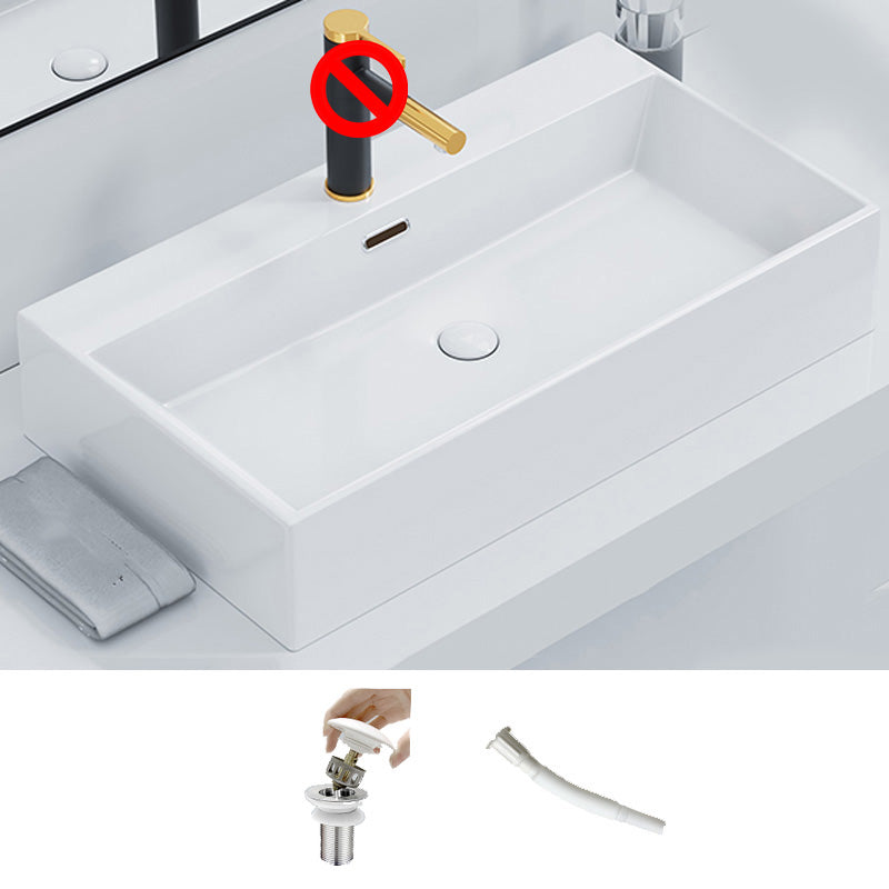 Ceramic Vessel Bath Sink Overflow Rectangular Swivel Faucet Bathroom Sink 28"L x 17"W x 5"H White Sink Clearhalo 'Bathroom Remodel & Bathroom Fixtures' 'Bathroom Sinks & Faucet Components' 'Bathroom Sinks' 'bathroom_sink' 'Home Improvement' 'home_improvement' 'home_improvement_bathroom_sink' 7126492