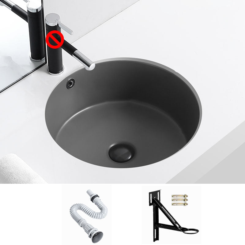 Porcelain Bathroom Sink Round Vessel Lavatory Sink with Pop-Up Drain Grey Sink Clearhalo 'Bathroom Remodel & Bathroom Fixtures' 'Bathroom Sinks & Faucet Components' 'Bathroom Sinks' 'bathroom_sink' 'Home Improvement' 'home_improvement' 'home_improvement_bathroom_sink' 7126515