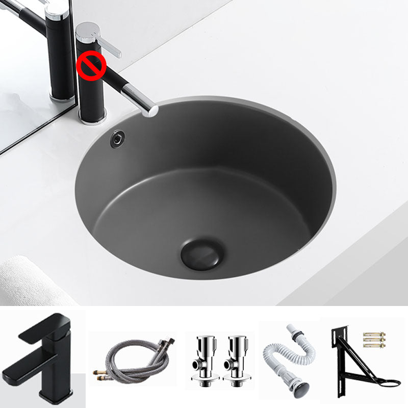 Porcelain Bathroom Sink Round Vessel Lavatory Sink with Pop-Up Drain Grey Sink with Faucet Clearhalo 'Bathroom Remodel & Bathroom Fixtures' 'Bathroom Sinks & Faucet Components' 'Bathroom Sinks' 'bathroom_sink' 'Home Improvement' 'home_improvement' 'home_improvement_bathroom_sink' 7126517