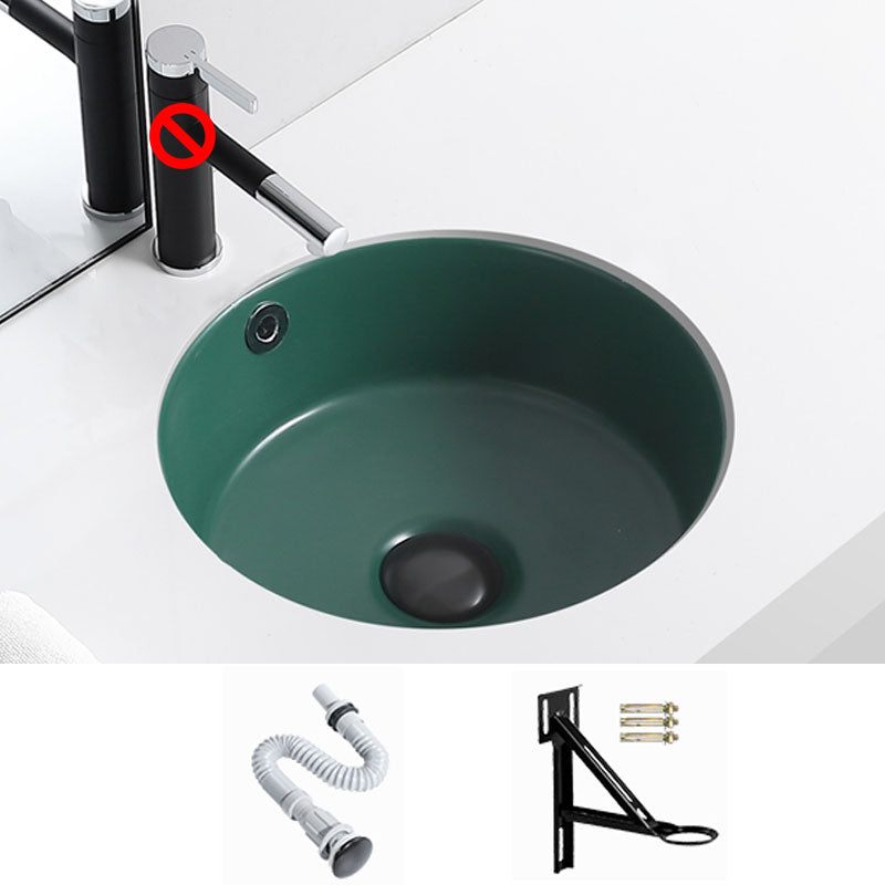 Porcelain Bathroom Sink Round Vessel Lavatory Sink with Pop-Up Drain Green Sink Clearhalo 'Bathroom Remodel & Bathroom Fixtures' 'Bathroom Sinks & Faucet Components' 'Bathroom Sinks' 'bathroom_sink' 'Home Improvement' 'home_improvement' 'home_improvement_bathroom_sink' 7126519