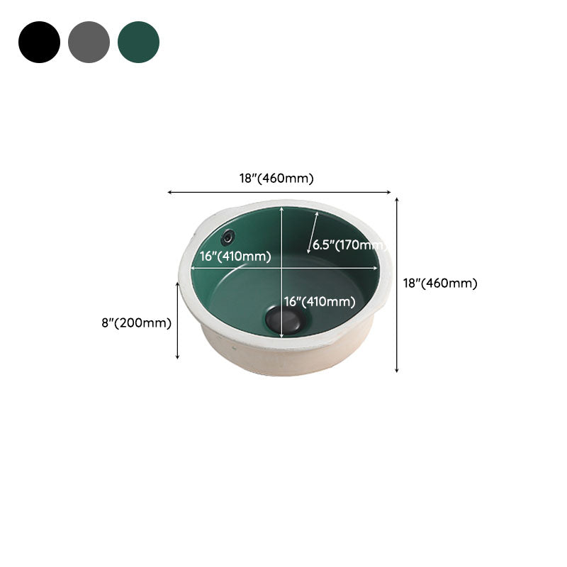 Porcelain Bathroom Sink Round Vessel Lavatory Sink with Pop-Up Drain Clearhalo 'Bathroom Remodel & Bathroom Fixtures' 'Bathroom Sinks & Faucet Components' 'Bathroom Sinks' 'bathroom_sink' 'Home Improvement' 'home_improvement' 'home_improvement_bathroom_sink' 7126527